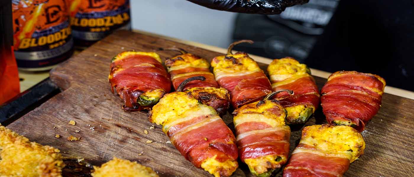 This image shows a cooked party-style Jalapeño poppers
