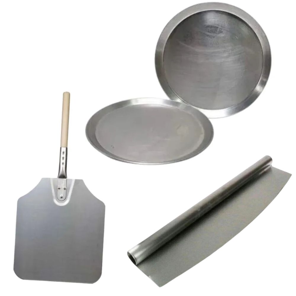 2 Large Pizza Trays, Pizza Cutter & Pizza Peel