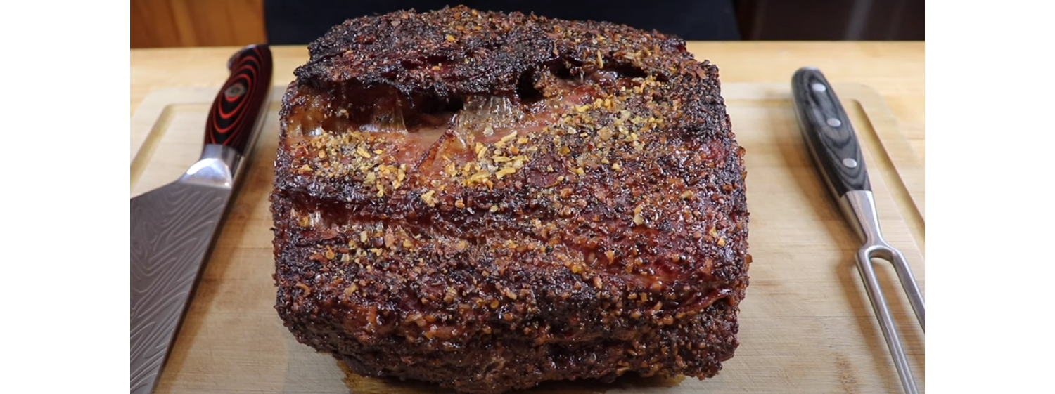 This image shows a cook prime rib
