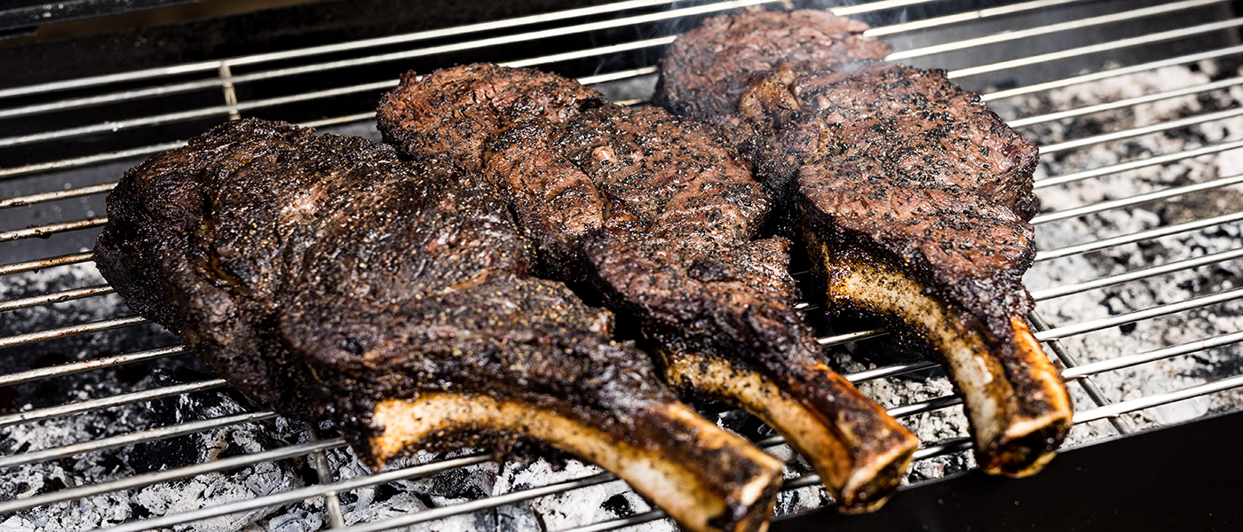 This image shows a rib eye cooked on grill