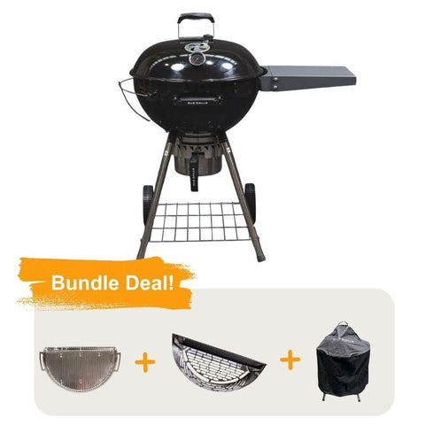 This image shows SNS Grills - Slow 'N Sear Kettle BBQ- Black Combo