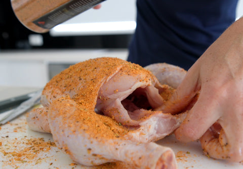 Whole Chicken seasoned with Flaming Coals Clucking Mad