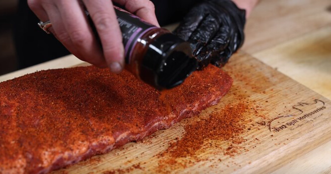 This photo shows how to seasoned Pork Ribs