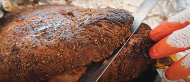 This photo shows how to slice Brisket