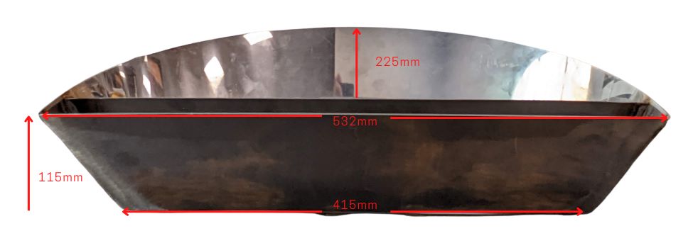 This picture shows the dimensions of the slow n sear charcoal tray that is made to suit kettle bbqs like the Weber Kettle