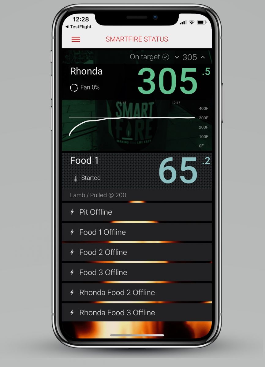 This is an image of the app for the smartfire 5.0 displayed on the phone