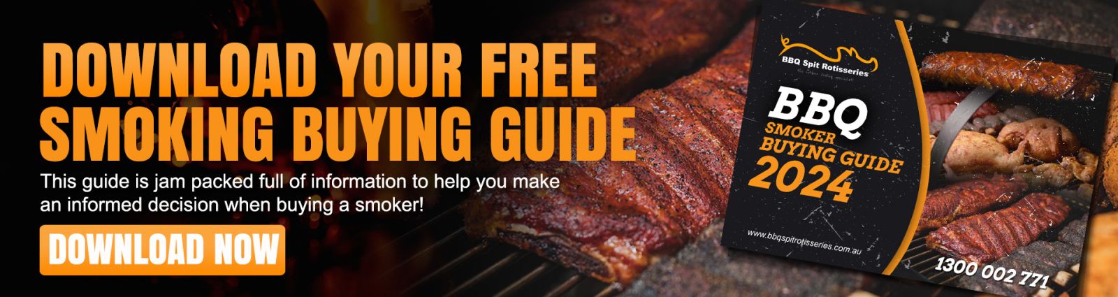 This is a picture of the smoker buying guide banner that links to a page where you can download the free guide to help you with your BBQ smoker purchase