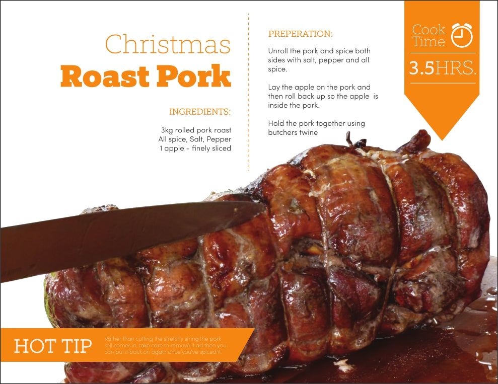 Roast pork cooked on a spit roaster