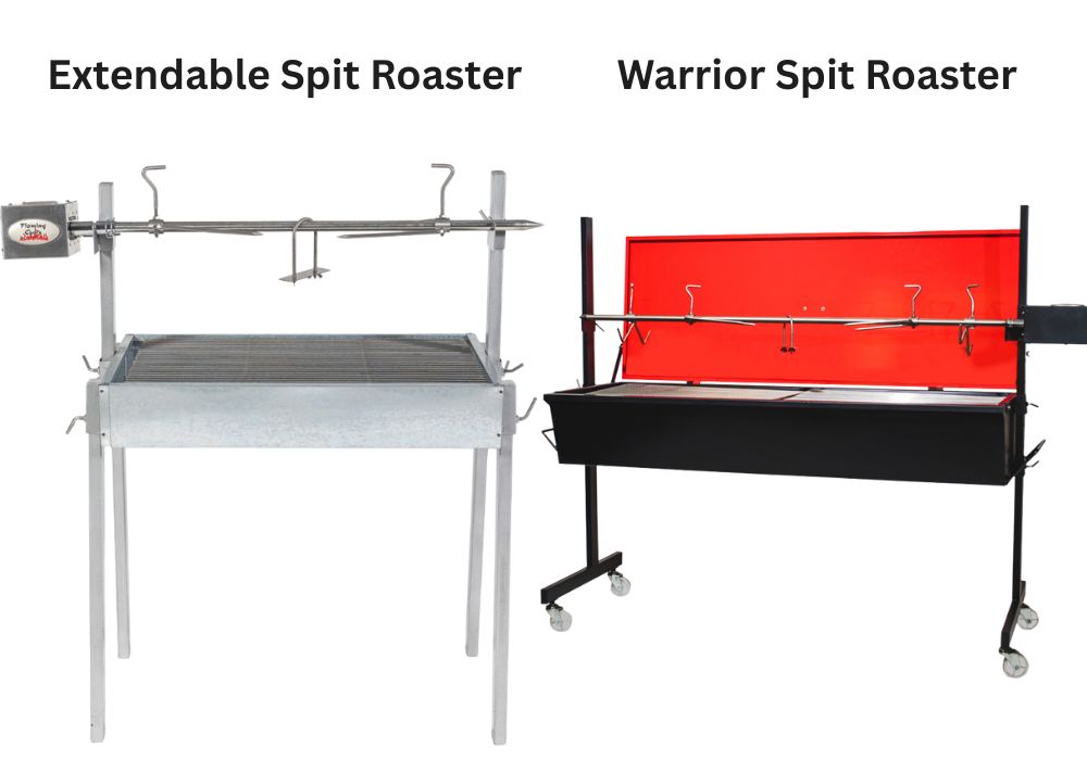 This image shows Extendable Spit Roaster and Warrior Spit Roaster