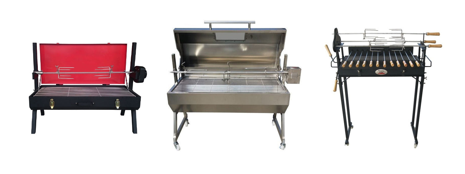 This image shows Mini Spit Roaster, Hodded Spit and Cyprus Spit Rotisserie
