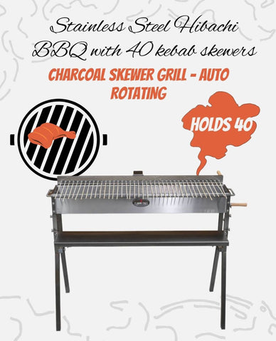 Stainless Steel Hibachi BBQ 40 Kebab Skewers