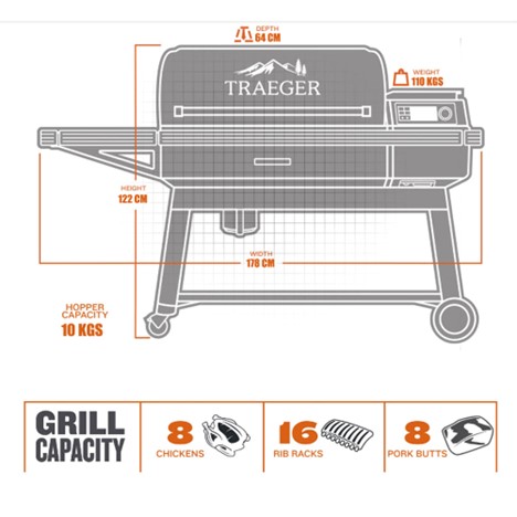 Ironwood XL Pellet Grill by Traeger Dimensions and cooking capacity