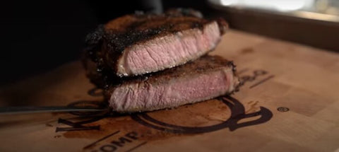 This photo shows a Seared Blazing Bull Steak