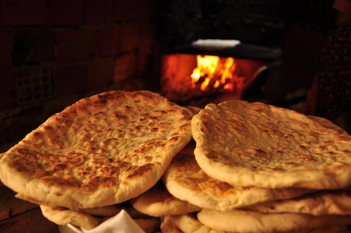 This image shows toasted flat bread 