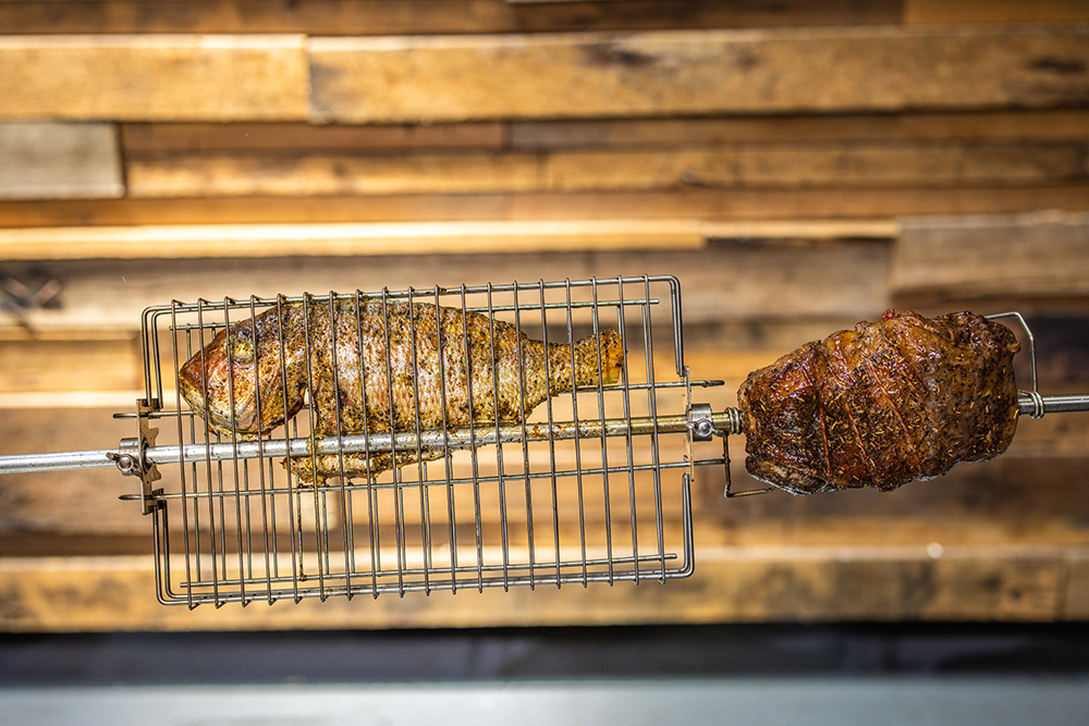 This image shows Whole Snapper on Rotisserie Basket