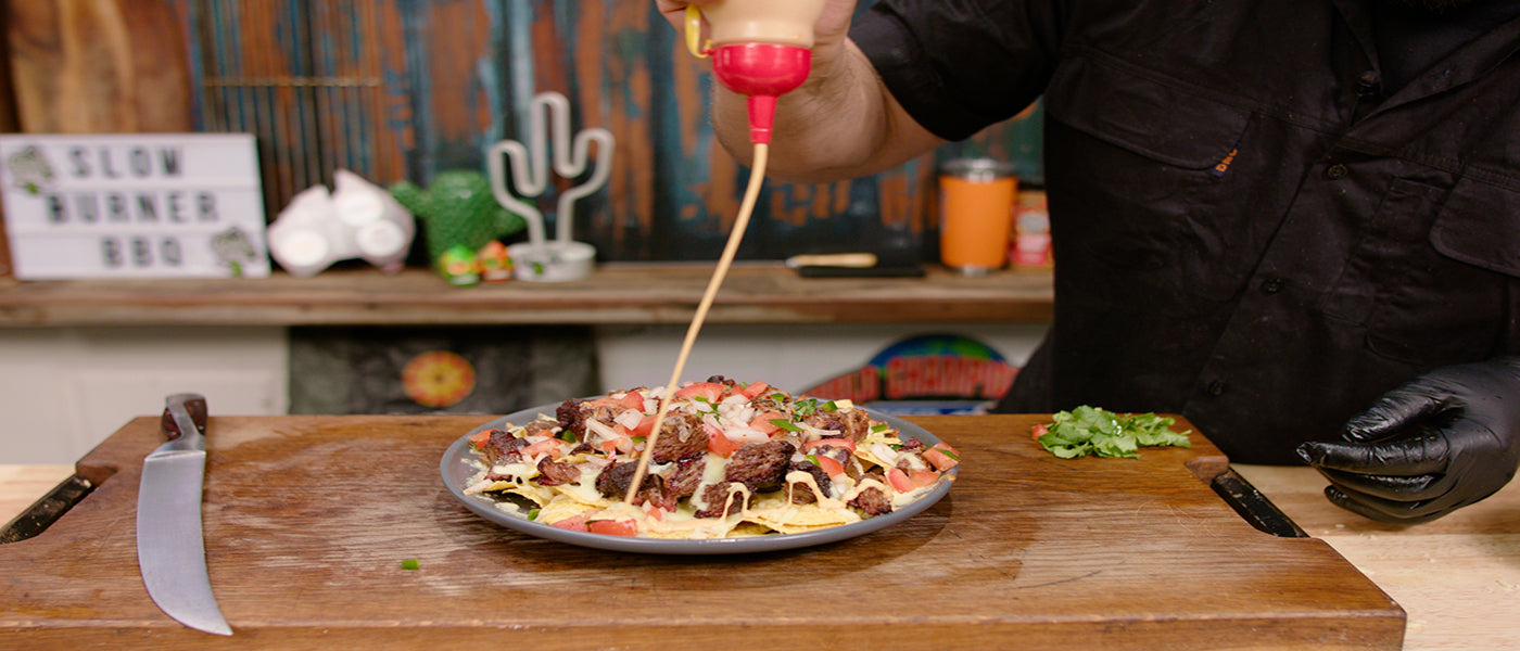 This image shows beef nachos with salsa Sauce