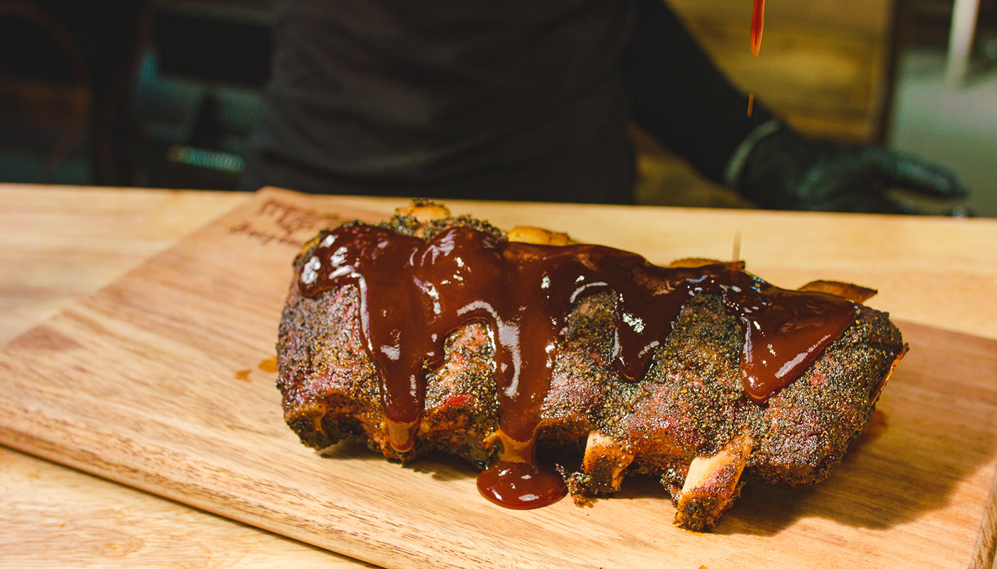 This image shows cooked beef back ribs 