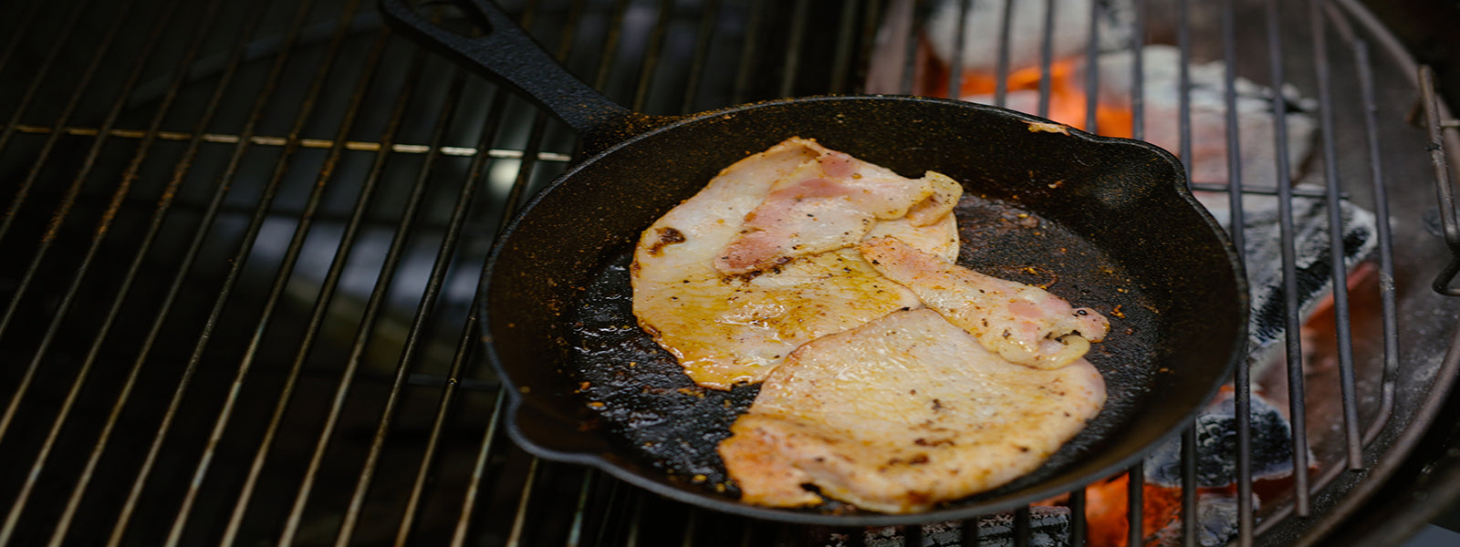 This image shows bacon cooked on Skillet