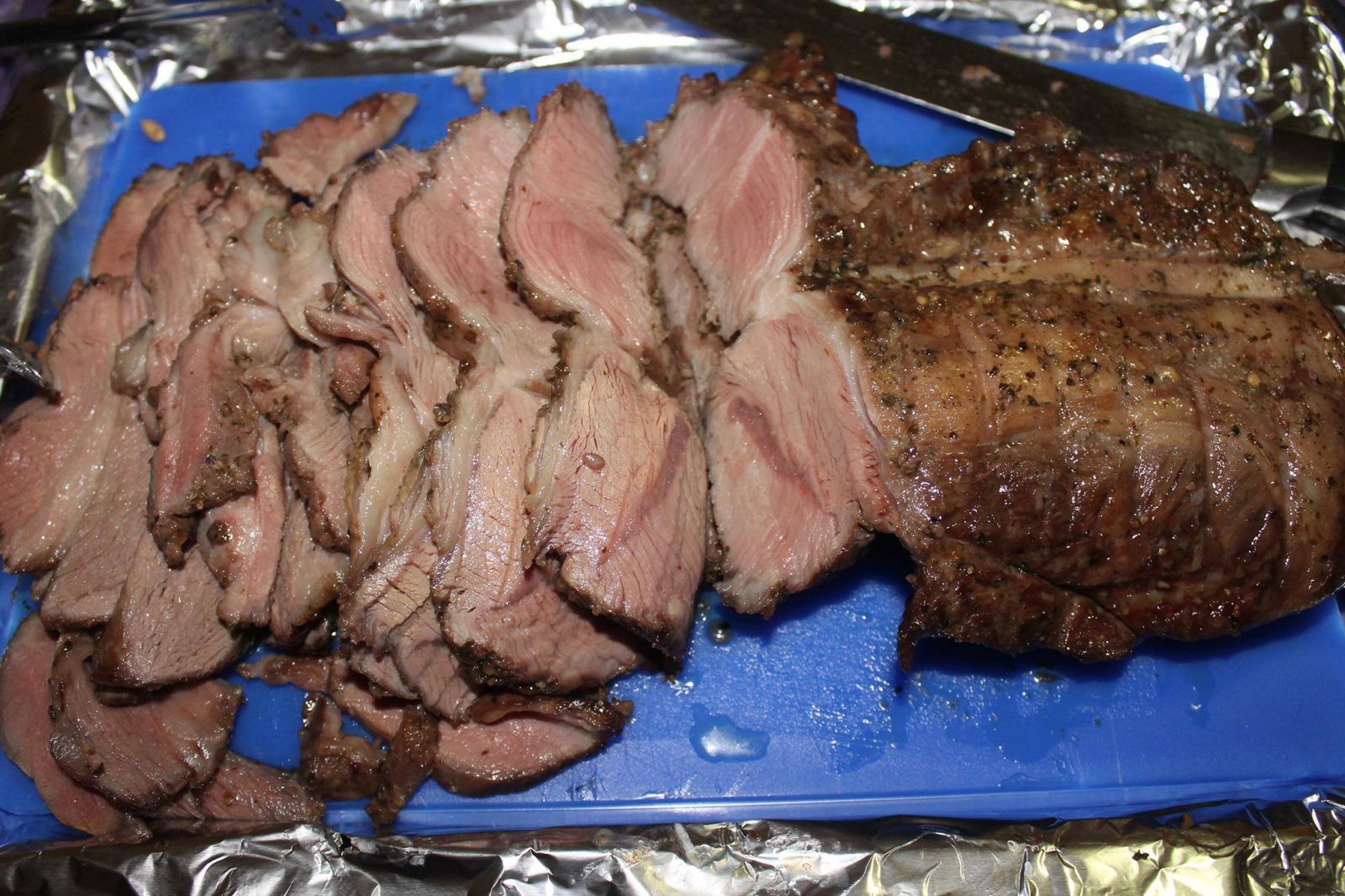 This photo shows a sliced meat