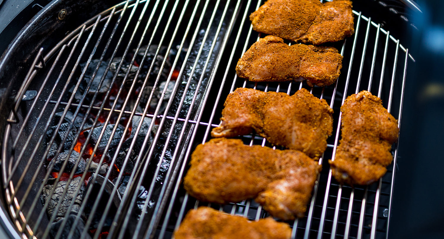 This image shows chicken thighs on cooked on SNS Kettle
