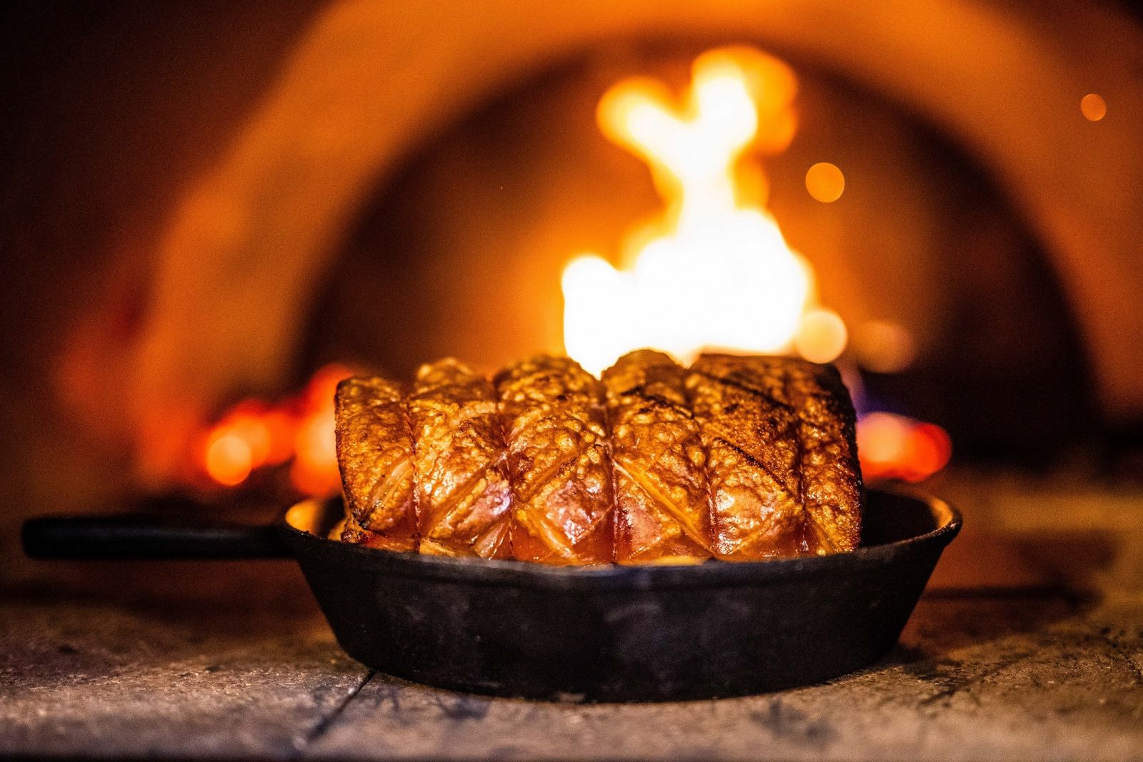 this image shows a roast cooked in a Large Stainless Steel Wood Fired Pizza Oven