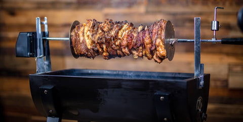 This image shows gyros cooked on jumbuck mini spit
