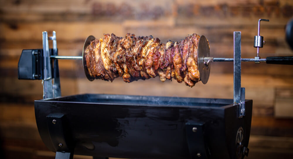 This image shows Jumbuck Mini Spit with delicious cooked gyros