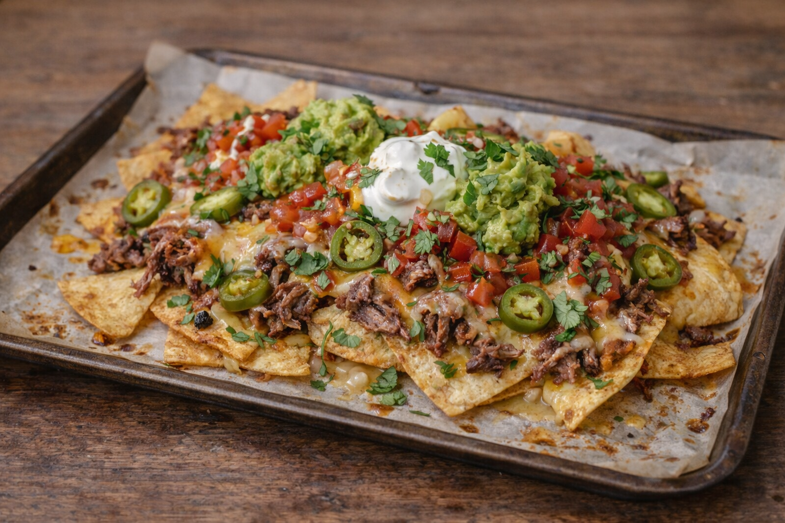 This shows lamb nachos