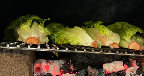 This image shows a lettuce on grill