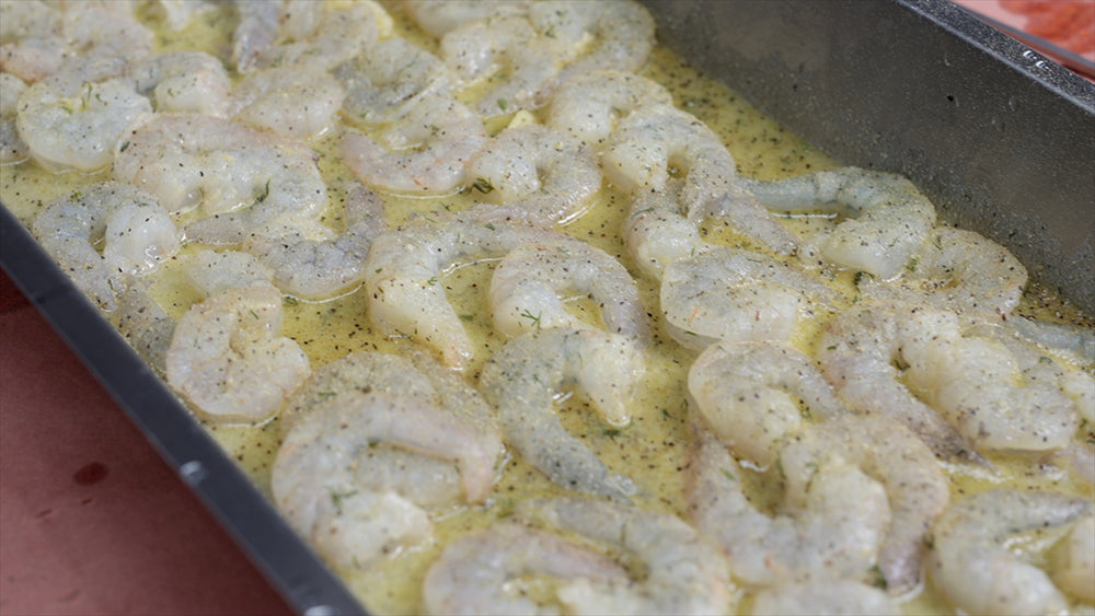 This image shows marinated prawns