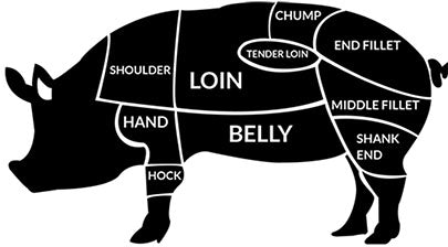 This is a picture of different Meat Cuts of a pig