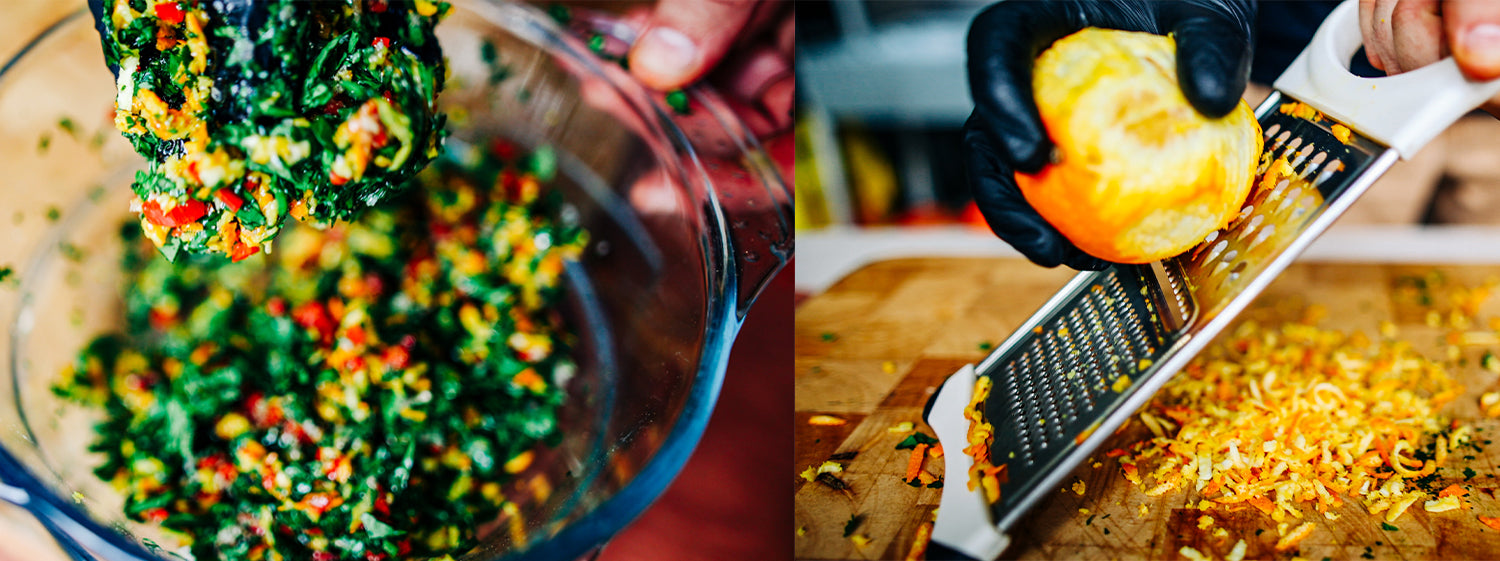 This images shows mixed veggies in an bowl and orange