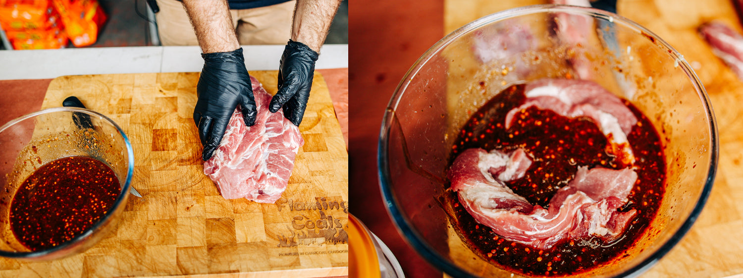 This image shows marinated pork neck