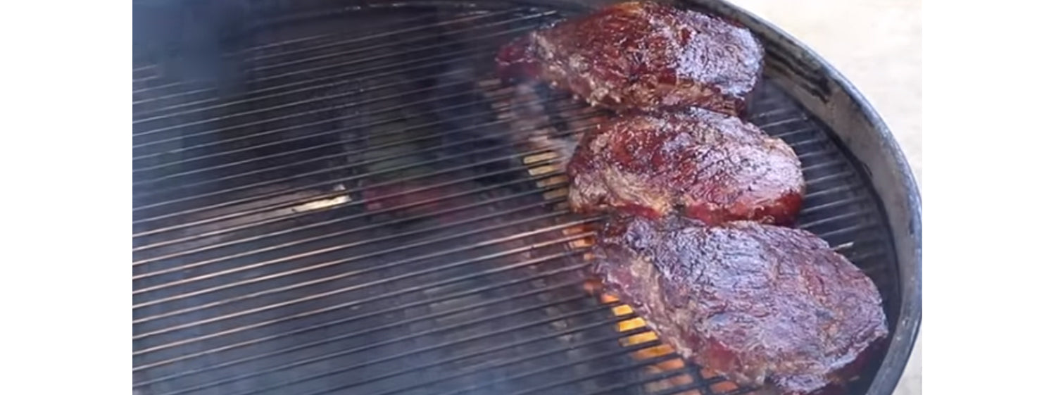 This image shows a reverse seared steak 