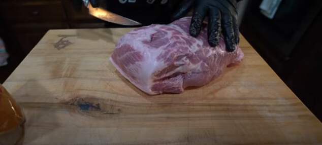 This photo shows how to trim any hard fat off the meat