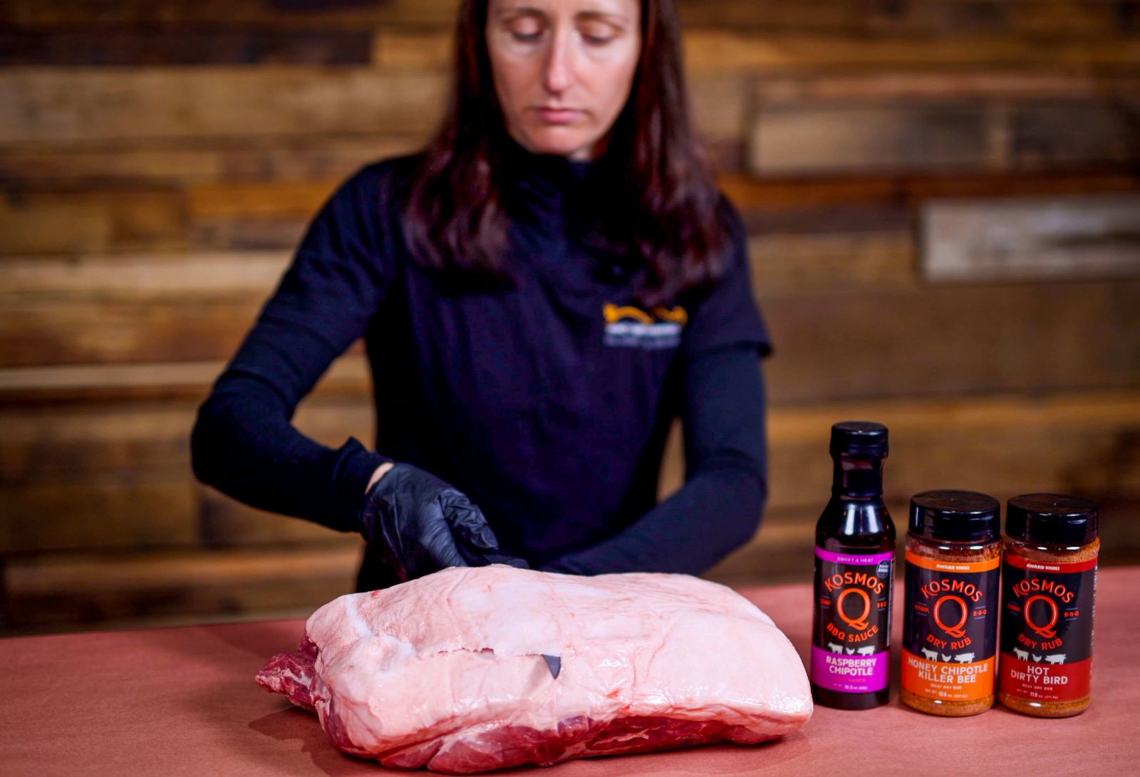 This image shows the fat of the pork being trimmed
