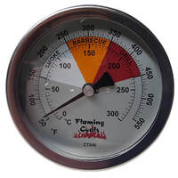 Flaming Coals BBQ Smoker Thermometer Gauge - Medium