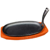 Cast Iron Oval Sizzler with Wooden Stand 240mm | Olympia