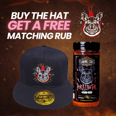 Flaming Coals Porkinator Hat & Porkinator Pork Rub Bundle