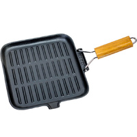 Folding Handle Cast Iron Fry Pan 240mm Square | Supex