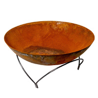 Raised Round Rustic Firepit - 800mm - Flaming Coals