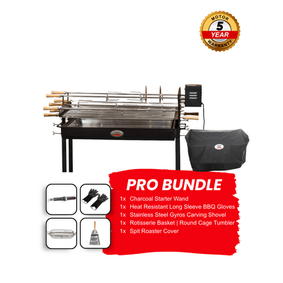 Flaming Coals Extra Large Cyprus Spit with 5 Skewers Pro Bundle