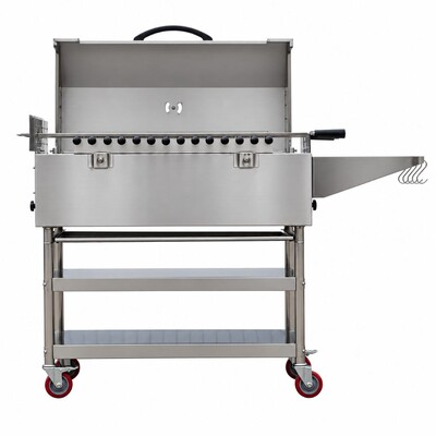 Hooded Cyprus Spit Roaster – 3 Skewer Stainless Steel with Firebricks