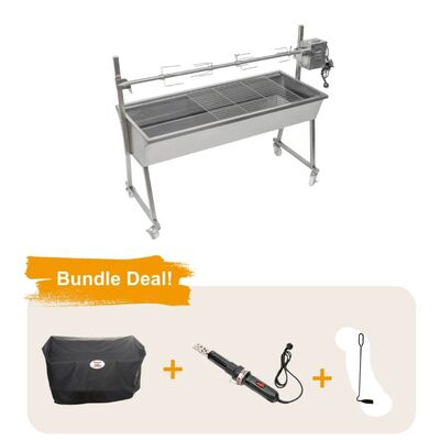 Flaming Coals The Master 1200 Stainless Steel Spit Roaster with 30kg Motor Bundle