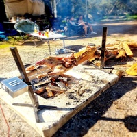 2x Heavy Duty Portable Spit Rotisserie Stands/ DIY Legs | Flaming Coals