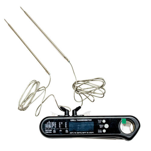 Foldable BBQ Thermometer with Two Wired Probes