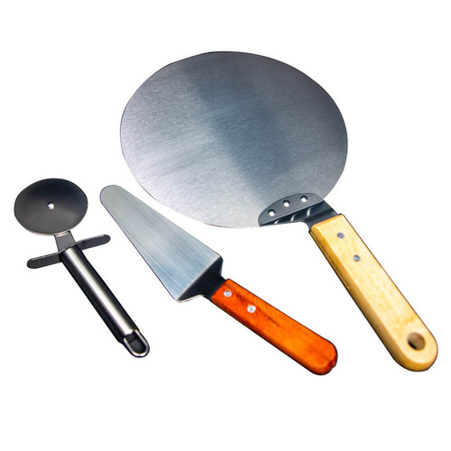 3 Piece Pizza Kit -  Pizza Peel, Spatula and Pizza Cutter 