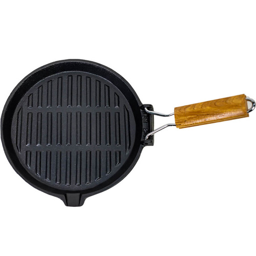 Folding Cast Iron Frypan Preseasoned 240mm Round | Supex