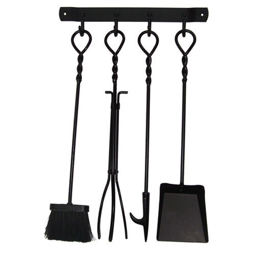4 Piece Wall Mount Fireplace Tools with Wall Plate | Outdoor Magic