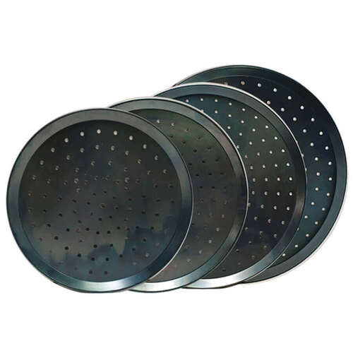 Flaming Coals Perforated Black Pizza Tray